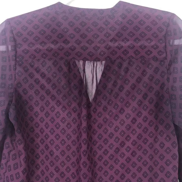 Old Navy Sheer Tops S Long Sleeves Popover Neck Bundle Black White Burgundy Red - Picture 11 of 11